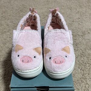 Toms Pink Year Of The Pig Fuzzy Shoes